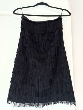 Express Black Fringe Flapper Dress